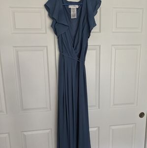 Blue wrap bridesmaid dress